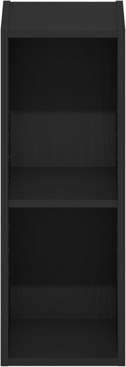 Furinno Fulda Book Shelf, 2-Tier Narrow Bookshelf, Bookcase with 8-in Width Storage Shelf, 9.3 x 7.9 x 21.2, for Living Room, Bedroom, Home Office, Blackwood