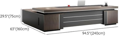 NIUYAO L-Shape Executive Desk Computer Desk with 4-Drawers Modern Writing Table Storage Shelves Work Desk PC Table Home Office Study Desk Without Chair -94.5" L x 63" W x 29.5" H