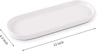 Ceramic Sink Tray, Bathroom Counter Tray, Bathtub, Cosmetics Dish, Candle, Perfume Shampoo Liquid Soap Simple Style Design Suit for Bathroom and Kitchen (White)