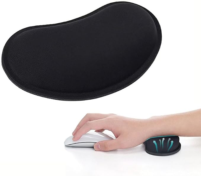 MXCOIRTP Wrist Rest for Mouse, Ergonomic Memory Foam Wrist Cushion Support Pad, Mouse Wrist Pad with Non-Slip Base for Typing Pain Relief, Office, Home, Gaming, Computer, Black