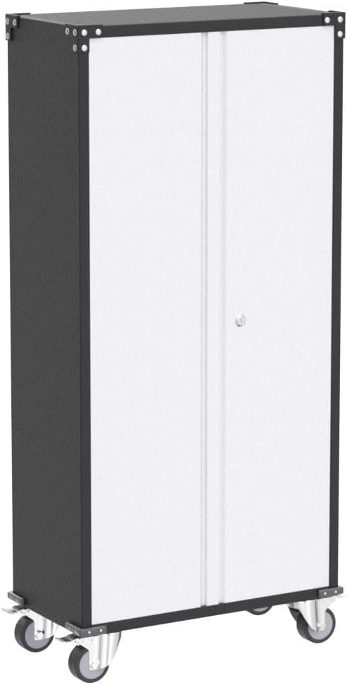 Metal Garage Storage Cabinet with Wheels, 71" H×32" W×16" D Metal Storage Cabinet with 5 Adjustable Shelves,Pegboard and Lockable Doors for Garage Home Office Utility Room,Required Assembly