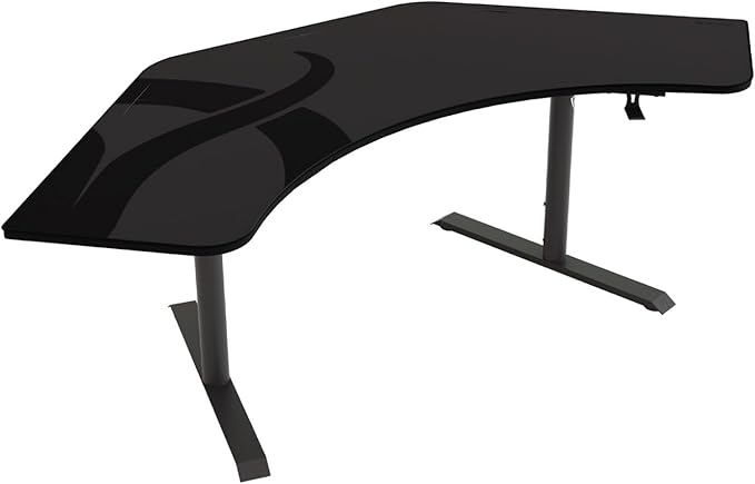 Arozzi Arena Angelo L Shaped GamingDesk, PC Gaming Desk L Shape, Height Adjustable L Shaped Standing Desk for Home Office, Computer Desk with Full Coverage Mouse Pad (Gun Metal)