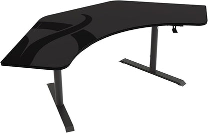 Arozzi Arena Angelo L Shaped GamingDesk, PC Gaming Desk L Shape, Height Adjustable L Shaped Standing Desk for Home Office, Computer Desk with Full Coverage Mouse Pad (Gun Metal)
