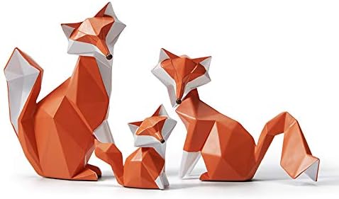 HAUCOZE Fox Statue Figurine Modern Animal Sculpture Home Decor Geometric Art Gift for Shelf Desk Living Room 4.0 Inch