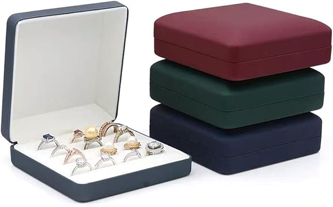 Small Ring Organizer Box, Portable Rings Jewelry Holder Case, Modern Ring Storage Tray Fit for Women,Girl for Travel (red)