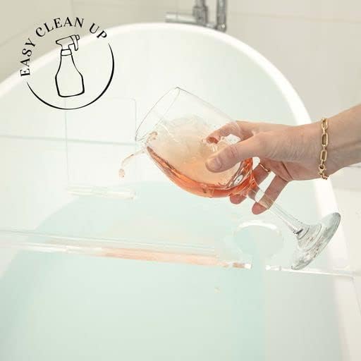 38" Supreme - Clear Acrylic Bathtub Tray Caddy Tub Shelf, Spa Board Luxury Bathroom Bath tub Table, Fits Across Bathtubs, Book, iPad and Wine Glass Holder (Supreme, 38")