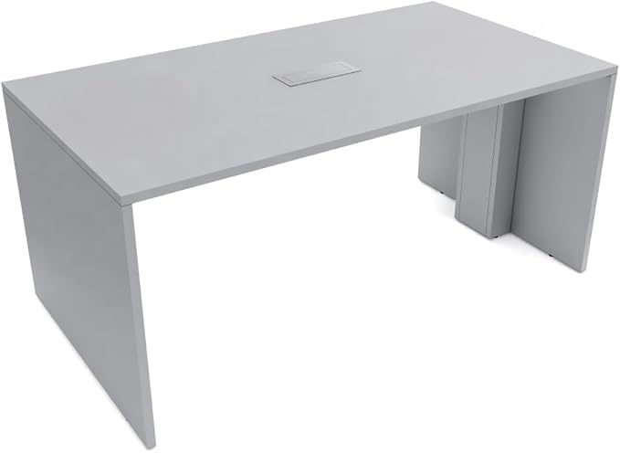SKUTCHI DESIGNS INC. 4 Person Collaboration Table | Face-to-Face Desk | 36x66 All Laminate Team Desk with Power and Data | Fog Gray and Silver