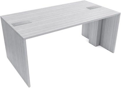 SKUTCHI DESIGNS INC. 4 Person Collaboration Table | Face-to-Face Desk | 36x66 All Laminate Team Desk with Double Power and Data Units | White Cypress and Silver