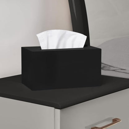 Rectangle Tissue Box Cover | Fits Tall Tissue Boxes | Black Tissue Box Holder for Bathroom | Premium Acrylic Tissue Cover