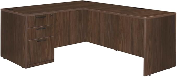 Regency Legacy 71 x 82 in. L Desk with Single Full Pedestal Drawer Unit- Neo Walnut