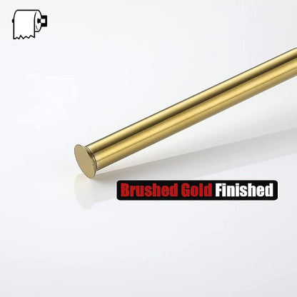 JQK Toilet Paper Storage Stand Gold, 304 Stainless Steel Thicken 0.8mm Tissue Reserve Holder Dispenser for Bathroom, Brushed Gold, TPS180-BG
