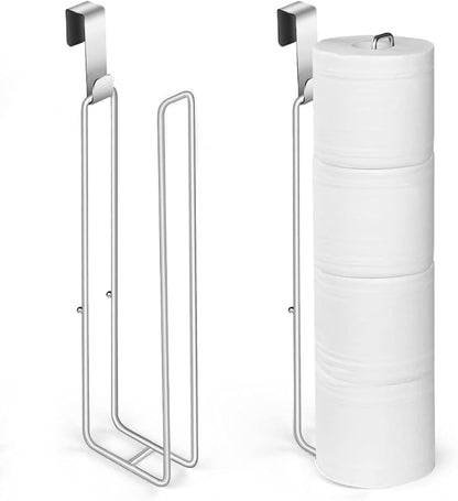 2Pcs Over The Tank Toilet Paper Holder for 4 Roll Tissue，Bathroom Toilet Paper Roll Storage Holder Wall Mount Brushed Nickel,Metal Hanging Toilet Paper Holder Dispenser,Organizer