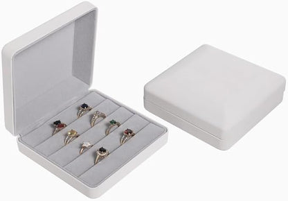 Small Ring Organizer Box, Portable Jewelry Rings Display Collector Case, Jewelry Ring Tray holder Showcase. Modern Rings Storage Boxes Fit for Women, Girl for Travel (White)