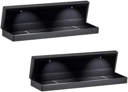 Allure - 2 Pack, Luxury Bracelet Boxes With LED Light, Elegant Diamond Bracelet Case, For Unique Proposal, Engagement Or Wedding, Long Rectangular Black Velvet Interior Jewelry Display Gift Box.