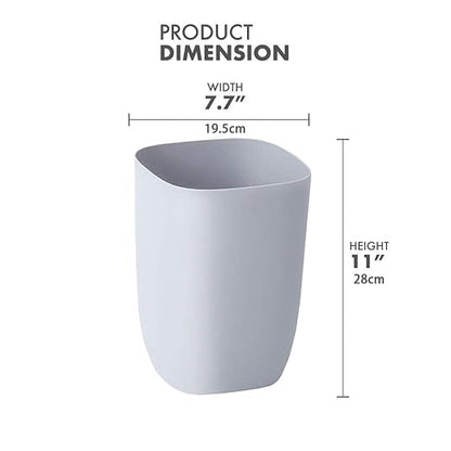 Bathroom Trash Can, Small Garbage Can for Bedroom, Living Room, Kitchen, Slim Cute Plastic Waste Basket for Office, 7L, Grey