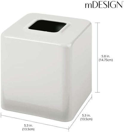 mDesign Metal Square Tissue Box Cover, Modern Facial Paper Holder, Accessories for Bathroom Vanity Countertop, Bedroom Dresser, Night Stand, Desk, Office, End Table, Unity Collection, Light Stone Gray