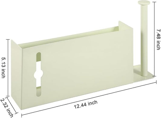 Picowe Large Wall Mount Kitchen Wrap Organizer Rack, Metal Aluminum Foil Organizer, Cabinet Storage Holder for Kitchen, Aluminum Foil, Cling Film, Paper Towel (White)