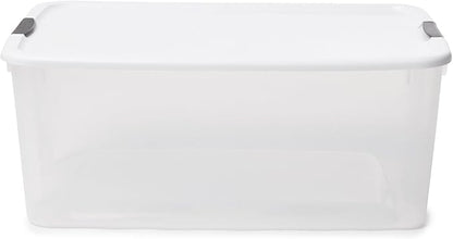 Sterilite 12-Pack Ultra Latching Box, Storage Bins with Lids, Clear Plastic, 116 Quart - Heavy-Duty Organizing Containers for Closet, Bathroom, and Office
