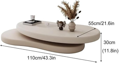 Modern Rotating Double-Decker Coffee Table, Mango Shaped Center Table | Irregular Dining Table for Living Room, Tea Table for Bedroom and Office Spaces