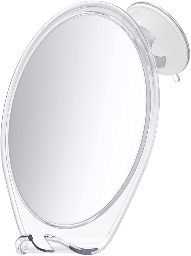 HONEYBULL Fogless Shower Mirror with Suction Mount & Swivel – Anti-Fog Acrylic Bathroom Mirror for Shaving – Built-in Razor Holder, Easy Install, Home Shower Accessory (Extra-Large)
