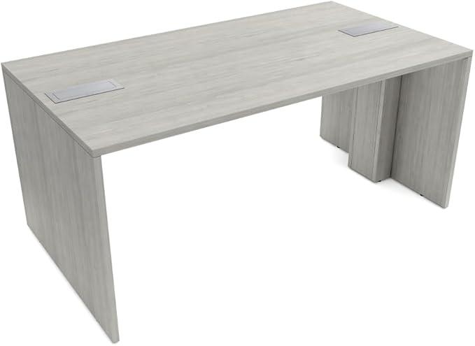 SKUTCHI DESIGNS INC. 4 Person Collaboration Table | Face-to-Face Desk | 36x66 All Laminate Team Desk with Double Power and Data Units | Lakeland Salt and Silver