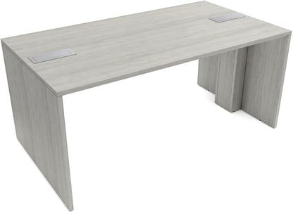 SKUTCHI DESIGNS INC. 4 Person Collaboration Table | Face-to-Face Desk | 36x66 All Laminate Team Desk with Double Power and Data Units | Lakeland Salt and Silver