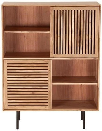 Pemberly Row Contemporary Solid Acacia Wood Bar in Natural Finish