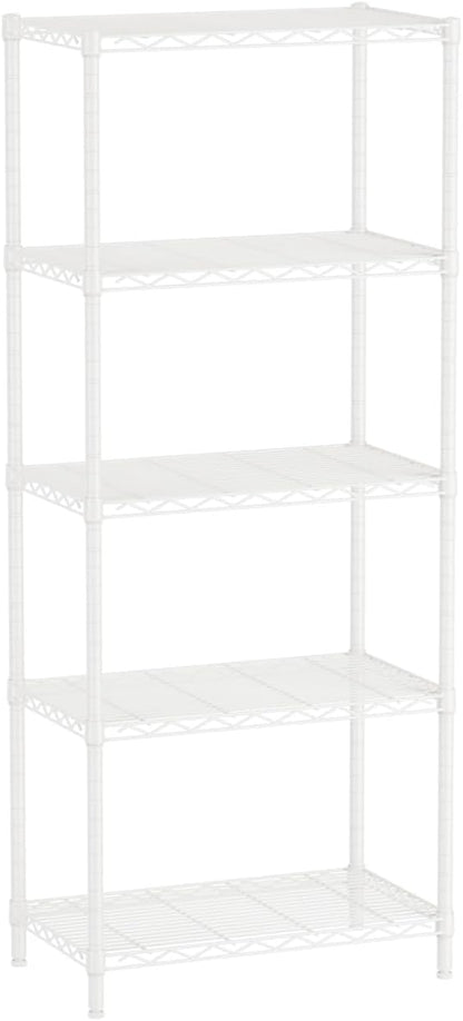 SINGAYE Shelf Wire Shelving Adjustable Storage Shelves Rack Standing Units for Kitchen Closet Laundry Bathroom Organizers Metal Pantry Narrow Mesh Gaps 14" D x 24" W x 59" H White
