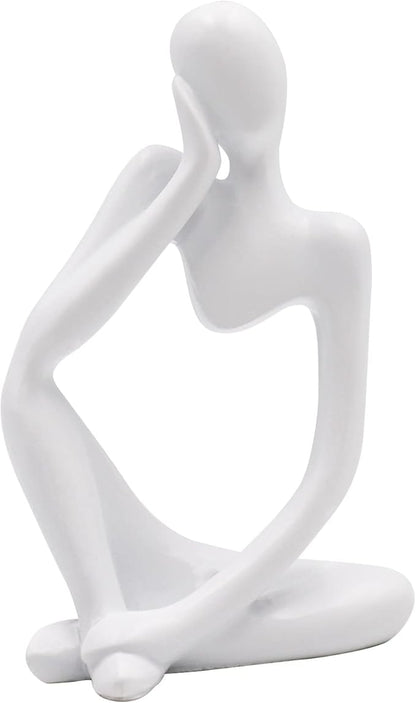 Thinker Statues and Sculptures, Resin Thinker Statue Ornaments, Abstract Style Sculptures, Housewarming Gifts, Housewarming Decorations, Living Room Dining Desk Decorations (White Right, Small)