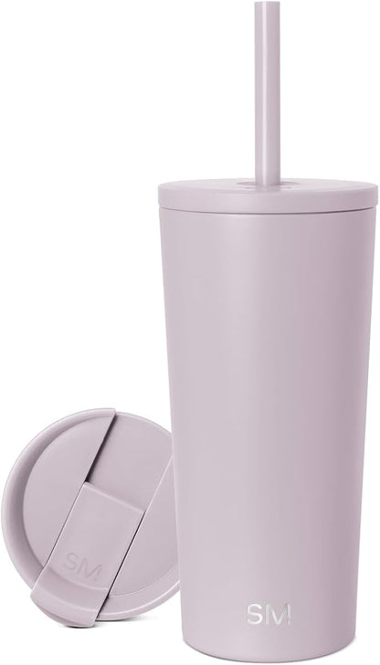 Simple Modern Insulated Tumbler with Lid and Straw | Iced Coffee Cup Reusable Stainless Steel Water Bottle Travel Mug | Gifts for Women Men Her Him | Classic Collection | 20oz | Lavender Mist