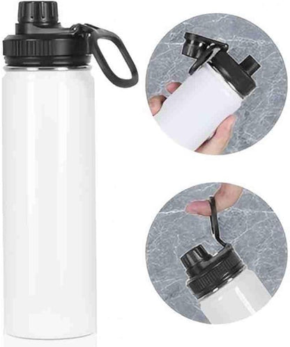Sublimation Sports Water Bottle Blanks Bulk, 22 oz Sublimation Tumblers, Stainless Steel Double Wall Insulated Sublimation Cups with Portable Handle, Individually Boxed (8 Pack)