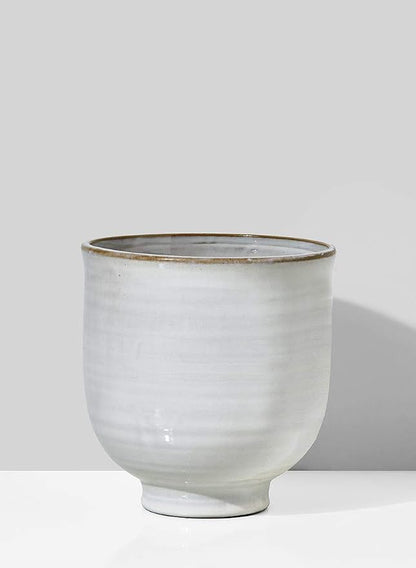 Serene Spaces Living Medium Glazed Ceramic Pedestal Bowl- Centerpiece for Vintage Weddings, Events, Measures 6" Tall and 5.75" Diameter