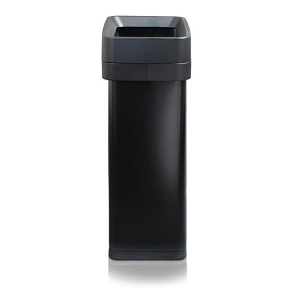 Clorox 13 Gallon Trash Can - 50L Slim Open Top Garbage Bin for Commercial Spaces, Kitchen, Office - Narrow Rectangular Black Stainless Steel Body with Hinged Rim Protection