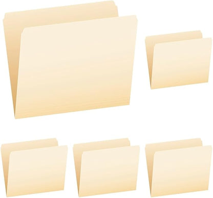 Pendaflex 752 File Folders, Straight Cut, Top Tab, Letter, Manila (Box of 100), Natural (Pack of 5)