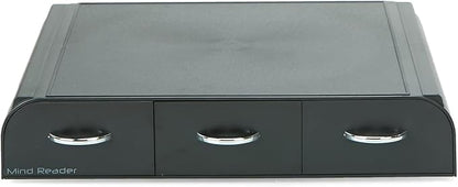 Mind Reader Single Serve Coffee Pod Organizer with 3 Drawers, 36 Pod Capacity, 13.5"L x 12.25"W x 2.5"H, Black (Pack of 8)