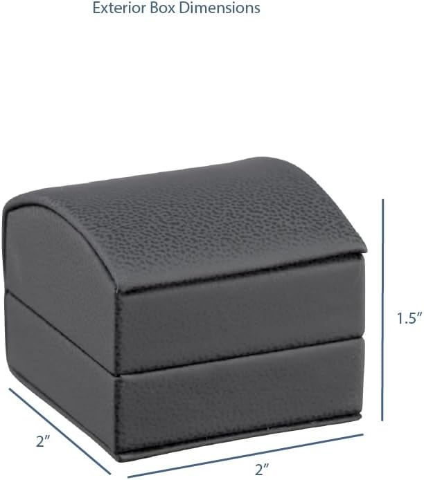 Luxury Dome-Shape Leather Ring Box - Ring Gift Box for Engagement, Proposal, Wedding Day - Jewelry Box with Cream Ribbed Outer Box & Matching Bow Ribbon - Small Ring Case for Men & Women