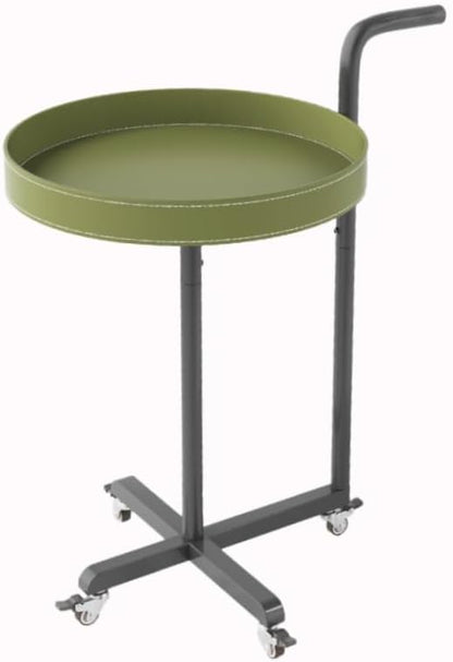 Rolling Utility Cart with Novelty Design, Mobile Saddle Leather Trolley, Organizer Trolley with Lockable Wheels, Multifunctional Serving Cart for Living Room (Green)