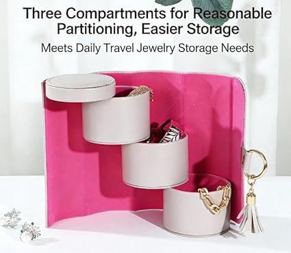IBHOO Layered Travel Jewelry Case, Multi Layer Jewelry Box with Compartments for Necklaces Rings Earrings, Compact Zipper Jewelry Storage for Women, Portable Jewelry Holder for Travel Home (Purple)