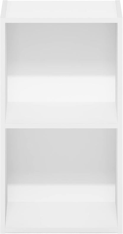 Furinno PASIR Book Shelf, 2-Tier Modern Bookshelf, Open Shelves Bookcase 9 x 12 x 21, for Living Room, Bedroom, Home Office, White