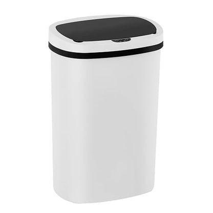 PayLessHere | 13 Gallon Plastic Trash Can | White | Automatic Touchless Lid with Motion Sensor | Kitchen Garbage Can with Waterproof Design | for Home, Office, Bathroom | Pack of 1