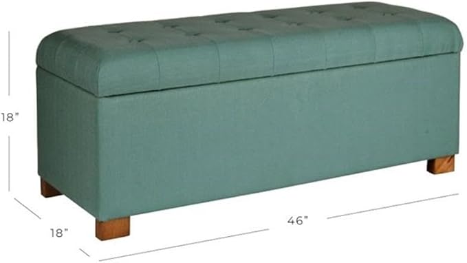 HomePop Large Storage Ottoman Bench with Lift Off Lid, Teal 46" x 18" x 18"