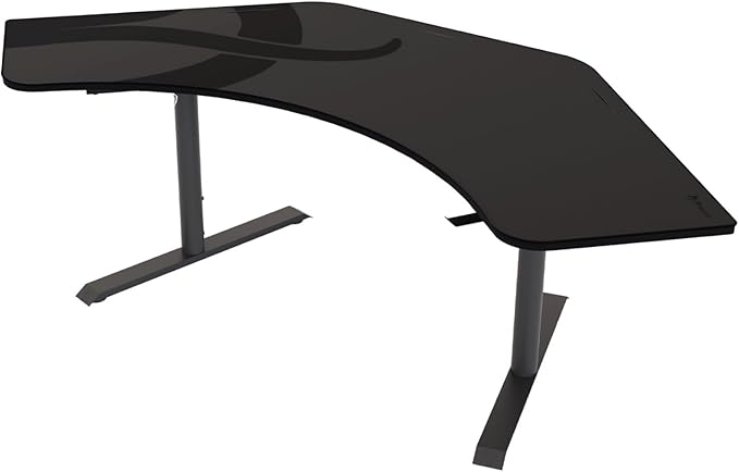 Arozzi Arena Angelo L Shaped GamingDesk, PC Gaming Desk L Shape, Height Adjustable L Shaped Standing Desk for Home Office, Computer Desk with Full Coverage Mouse Pad (Gun Metal)
