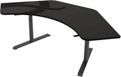 Arozzi Arena Angelo L Shaped GamingDesk, PC Gaming Desk L Shape, Height Adjustable L Shaped Standing Desk for Home Office, Computer Desk with Full Coverage Mouse Pad (Gun Metal)