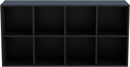 8-Cube Storage Shelf Bookcase - Wooden 4-Tier Floor Standing Open Bookshelf, Modern TV Stand up to 55 Inchs for Home and Office, Black