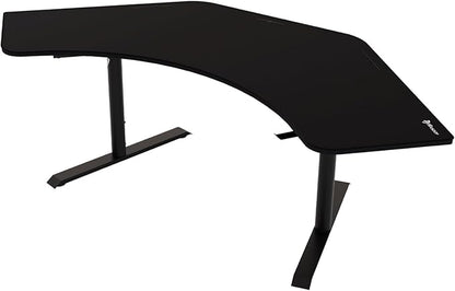Arozzi Arena Angelo L Shaped GamingDesk, PC GamingDesk L Shape, Height Adjustable L Shaped Standing Desk for Home Office, with Full Coverage Mouse Pad (Pure Black)