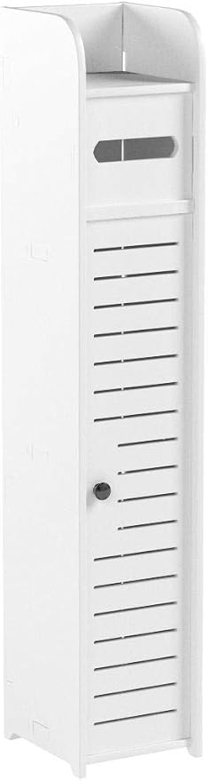 AOJEZOR Toilet Paper Holder Stand: Small Bathroom Storage Cabinet for Small Spaces,White