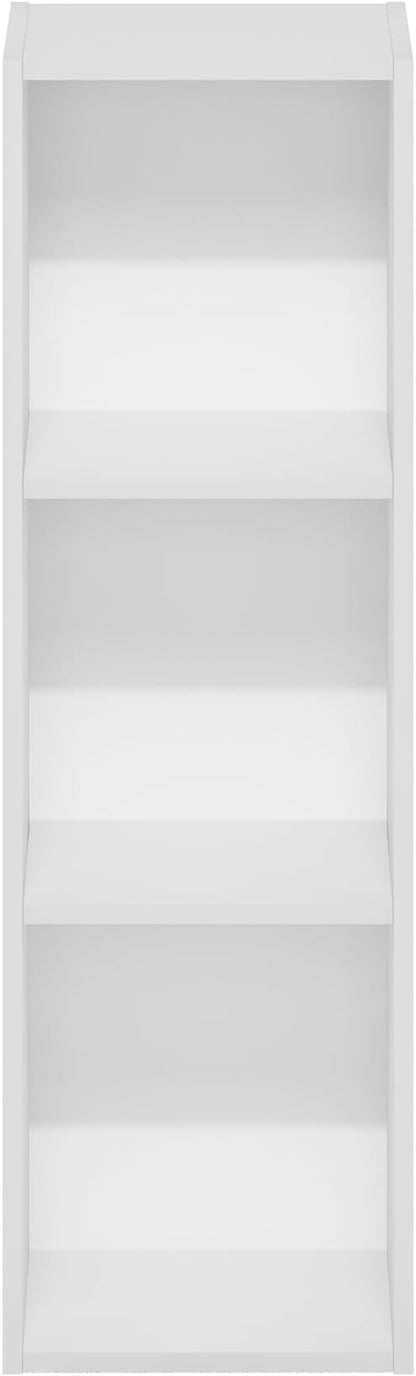 Furinno Fulda Book Shelf, 3-Tier Narrow Bookshelf, Bookcase with 10-in Width Storage Shelf, 9.3 x 9.8 x 31.5, for Living Room, Bedroom, Home Office, White