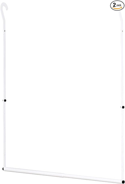 Closet Rod Extenders - White Adjustable Closet Hanging Bar, Width & Height Expandable Clothes Rod, Space-Saving Closet Organizer for Hanging Clothes, Easy Installation, 2 Packs