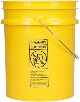 House Naturals 5 Gallon Food Grade Plastic Bucket with Air Tight Screw on Lid Made in USA Container (Yellow Bucket with Clear lid)