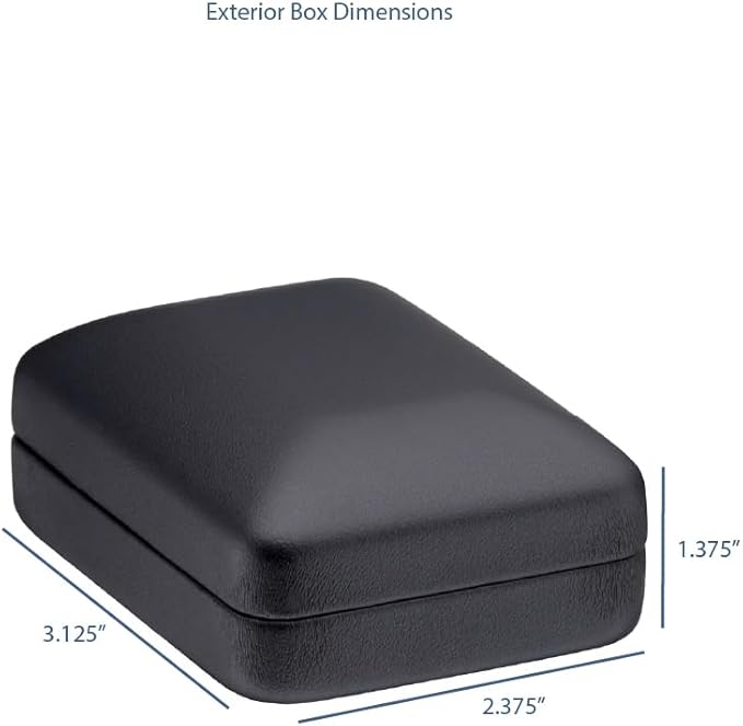 Pendant Necklace Box – Black PU Leather Rounded Jewelry Gift Box with Satin Top & Chain Slit – Luxury Pendant Display Case for Wedding, Anniversary, Birthday